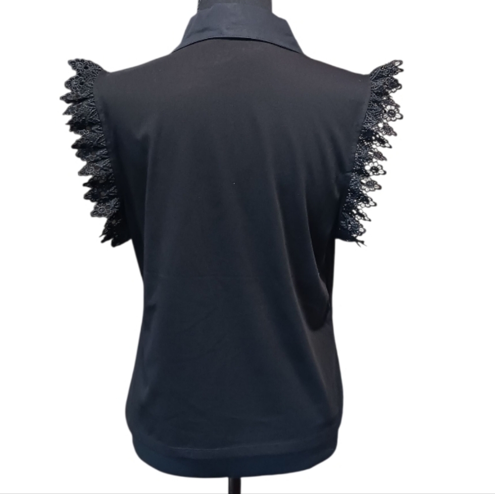 Marc NY Lace Cap Sleeve Collared Polo Top - Picture 4 of 7